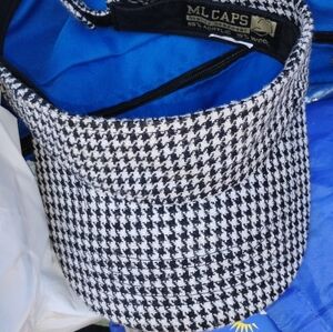 ML Caps Vintage Black and White Checkered Hat Size L Adjustable Visor Style Type